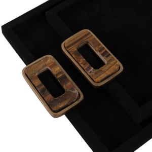 Vassoi Moderni in Legno con Manici Quadrati, Finitura in Velluto Nero, Vassoio Decorativo per Tavolino da Caffè e Centrotavola - Product Image 5