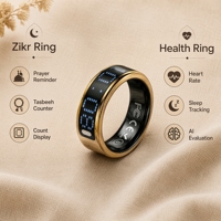 ITasbeeh Salam Smart Qibla Tasbeeh Teller Ring SQ666 Roestvrij Staal IOS App Besturing Wekker Slaapmonitoring Eid Ramadan
