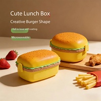 Boîte à lunch créative transfrontalière mignonne double couche en forme de hamburger, écologique, anti-fuite, de qualité alimentaire, pour étudiants et enfants, compatible micro-ondes