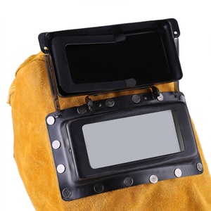 Casques de soudage respirants et résistantes à la chaleur, unisexe, prix d'usine, <span class=keywords><strong>Protection</strong></span> DESHI avec objectif, <span class=keywords><strong>masque</strong></span> en cuir, Durable - Product Image 4