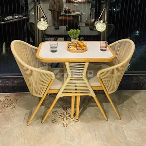 Muebles de Balcón Ahorradores de Espacio para 2 Personas, Muebles de Patio 3 en 1, Muebles de Jardín de Mimbre - Product Image 2