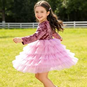 Vestido <span class=keywords><strong>de</strong></span> Tul con Capas y Mangas Largas para Niñas, Estilo Tutú <span class=keywords><strong>de</strong></span> Terciopelo, Personalizado, Venta Caliente 2026 - Product Image 5