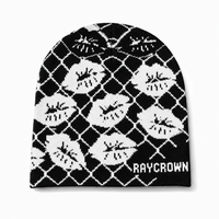 Bonnet d'hiver personnalisé en acrylique doux avec logo jacquard imprimé sur toute la surface, style streetwear hip-hop pour adultes, vente en gros