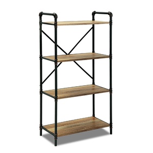 Estantería <span class=keywords><strong>de</strong></span> madera maciza <span class=keywords><strong>de</strong></span> hierro forjado para Loft <span class=keywords><strong>de</strong></span> estilo americano, estantería <span class=keywords><strong>de</strong></span> exhibición <span class=keywords><strong>de</strong></span> tubería Feng Shui Industrial Vintage, estantería creativa - Product Image 4