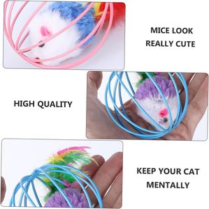 Colorful <b>Cat</b> Toys Wire <b>Cages</b> with Feathers Sustainable PP Material for <b>Cats</b>' Self-Entertainment and Hi Toys - Product Image 3