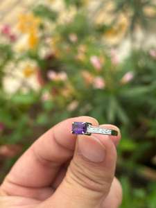 <b>Emerald</b> Cut Amethyst <b>Ring</b> – Sterling <b>Silver</b> February Birthstone <b>ring</b> in wholesale price collection - Product Image 5