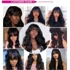 Perruque Body Wave avec Bangs Full Machine Made Natural Color Perruques de cheveux humains vierges brésiliens pour femmes noires - Product Image 6