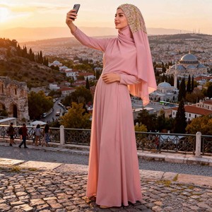 Conjunto de pañuelo para la cabeza étnico de gasa con cuentas, pañuelo largo de alta gama, a la moda y popular, para hijab - Product Image 2