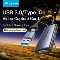 Kartu Pengambilan Video HD USB 3.0 1080P 60FPS HDMI ke Dongle Tipe C untuk Streaming Langsung Game OBS PotPlayer Switch PS5 Xbox Laptop PC