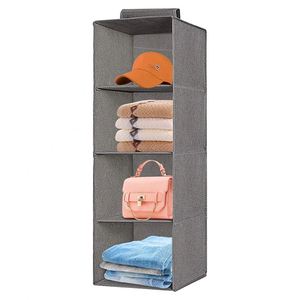 Organisateur de placard suspendu pliable à 4 étagères en tissu non tissé, sac de rangement portable pour armoire - Product Image 1
