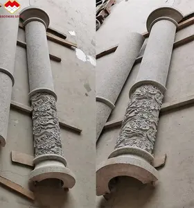 Columna Redonda Hueca Tallada en Mármol con Cubierta de Granito Estilo Americano, Venta de Fábrica de Yunfu - Product Image 5