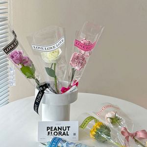 Vente en gros de bouquets de roses imperméables pour la Saint-Valentin, emballage simple, sacs OPP pour fleurs individuelles, prix réduits - Product Image 6