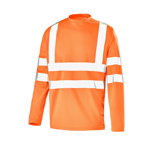 Camiseta de Trabajo de Manga Larga de Alta Visibilidad, Duradera, con Cinta Reflectante, Cuello Redondo, Transpirable, Resistente al Viento e Impermeable, de Poliéster/Algodón - Product Image 1