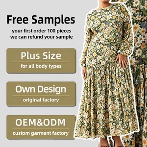 Robe longue d'été sur mesure pour <span class=keywords><strong>femme</strong></span>, élégante, imprimé floral fait main, décontractée, <span class=keywords><strong>grande</strong></span> <span class=keywords><strong>taille</strong></span>, pour les fêtes - Product Image 1