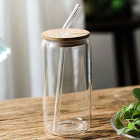 Exportation transfrontalière : Gobelet à cola 16oz en verre borosilicate à paroi simple, résistant à la chaleur, réutilisable, moderne, pour fêtes, boissons froides et jus
