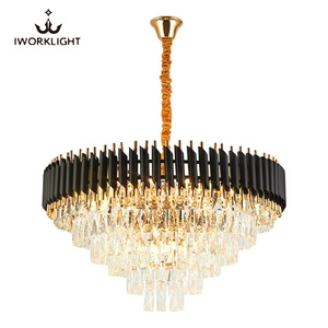 IWork pháp ánh sáng sang trọng Đèn Chùm Pha Lê Vàng đen cao cấp Vòng phòng khách chiếu sáng - Product Image 5