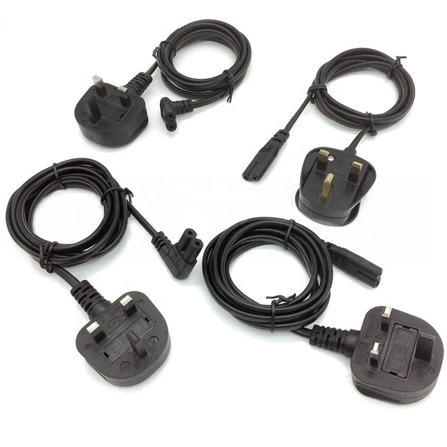 2M UK BS 1363A Type G to IEC 320/C7 Figure 8 Power Cable H03VV-F 2G*0.75mm2