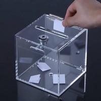 Boîte en acrylique 3 mm sécurisée, cristalline, écologique, avec fente d'entrée supérieure et verrouillage, haute transparence, pour dons, vente au détail et urnes de vote