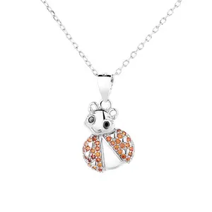 Bijoux pour enfants Pendentif en argent véritable 925 avec motif coccinelle Collier mignon coccinelle Cadeau pour enfants