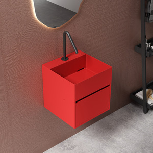 Vasque murale minimaliste moderne en acier inoxydable avec tiroir de rangement, meuble-lavabo flottant pour salle de bain, idéal pour petits espaces, hôtels et maisons - Product Image 4