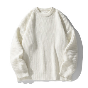Suéter Casual de Cachemira para Hombre, Cuello Redondo, Tejido Acanalado, Antipilling, Cálido, Manga Larga, Otoño-Invierno, Venta al por Mayor - Product Image 1