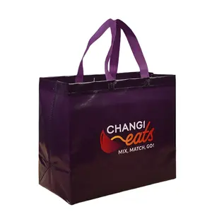 Ecobag-bolsas de Pp recicladas para comestibles, bolsas de Pp no tejidas laminadas, reutilizables y respetuosas con el medio ambiente, con logotipo impreso personalizado