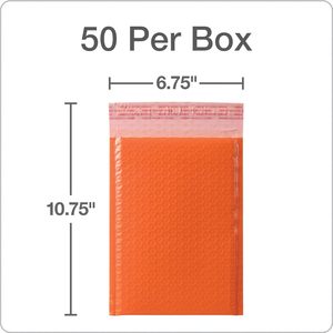 Sobres Acolchados de Polietileno Naranja de 6x9 Pulgadas, Impermeables, con Cierre Autoadhesivo Desprendible, 50/Caja QUA85863 - Product Image 4