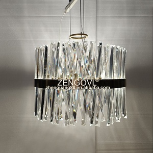 Lampada a sospensione a <span class=keywords><strong>LED</strong></span> rettangolare moderna in cristallo di lusso regolabile in altezza <span class=keywords><strong>soggiorno</strong></span> cucina isola <span class=keywords><strong>lampadario</strong></span> oro - Product Image 4
