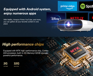 Projecteur intelligent Yinzam <span class=keywords><strong>Q7</strong></span> 1080p avec mise au point automatique et évitement d'obstacles, luminosité de 600 lumens ANSI pour une expérience home cinéma - Product Image 4