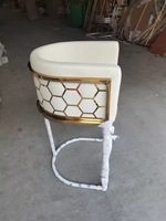 Nouveau Tabouret de Bar Industriel Moderne Multicolore en Métal et Tissu Velours avec Dossier Nid d'Abeille