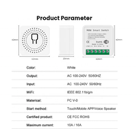 Módulo de Interruptor WiFi Tuya Mini de 16A, Interruptor de Luz Inteligente de 2 Vías, Relé DIY, Temporizador, Control Remoto de Encendido/Apagado, Compatible con OEM