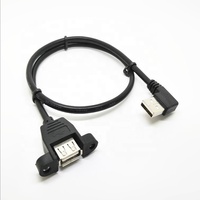 Câble d'extension USB 2.0 mâle coudé à gauche vers USB femelle à montage sur panneau