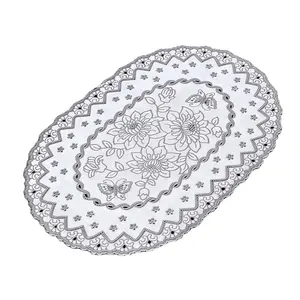 Factory new arrival design oval silver hollow out PVC placemat for wedding