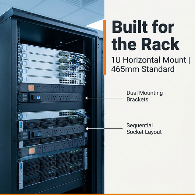 AU Standard Australia PDU 10A Power Distribution Unit with Master Switch & 9 Outlets, SAA Approved Aluminum PDU for Server Rack