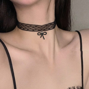 Fashion Lace Choker Necklaces for Women Imitation Pearl Bowknot Pendant Clavicle <strong>Chain</strong> Accessories - Product Image 2
