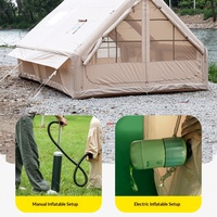 Tente gonflable 6.3 en tissu Oxford monocouche, pliable quatre saisons, imperméable pour le camping extérieur, pour 3-4 personnes, design à sommet.