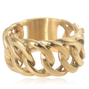 Yunnique Anillo de cadena hueca dorada para hombre, diseño geométrico, estilo punk, joyería de moda, regalo - Product Image 3