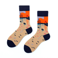 Nouveauté Mode Femmes Coton Peigné Hommes 100% Coton Chat Chien Motif Chaussettes Filles Redtube Vente Chaude Chaussettes