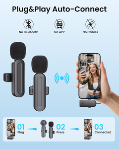 Microphones Lavalier Sans Fil pour iPhone Téléphone Android Appareil Photo Ordinateur Microphone Miniature Professionnel pour <span class=keywords><strong>Enregistrement</strong></span> Vidéo - Product Image 6