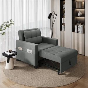 Sofá <span class=keywords><strong>Cama</strong></span> Modular Moderno 3 en 1 Yaheetech, Sillón Individual Cuadrado Gris con <span class=keywords><strong>Respaldo</strong></span> Ajustable en 3 Ángulos, Relajación para 4 Personas, Sala <span class=keywords><strong>de</strong></span> Estar - Product Image 2
