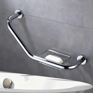 135 °   Barras de Seguridad de Metal Resistente para Puertas Industriales, Pasillos de Hospitales, Baños, con Bandeja para Jabón - Product Image 1