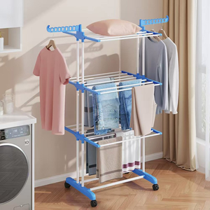 Porte-vêtements pliable roulant pliable étendoir à linge intérieur extérieur gris foncé en métal étendoir à linge - Product Image 6