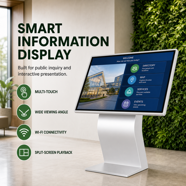 Floor Standing Interactive Touch Inquiry Kiosk with 10 Point Multi Touch Display