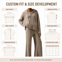 Ensemble de sport décontracté de luxe personnalisé pour femme, en tricot haut de gamme, 70% laine 30% cachemire, comprenant un sweat à capuche à cordon et un pantalon