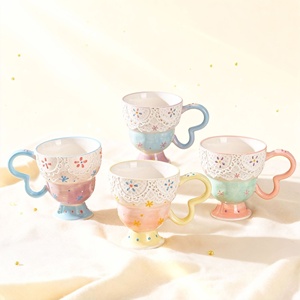 Taza Alta de Cerámica Pintada a Mano con Relieve, con Asa, para Café, Leche, Avena, <span class=keywords><strong>Desayuno</strong></span>, Uso Doméstico - Product Image 6