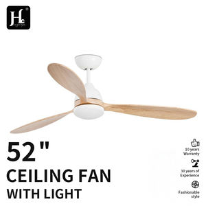 Ventilateur de plafond LED à télécommande à 5 vitesses en bois massif avec moteur électrique CC de 52 pouces pour usage domestique - Product Image 4