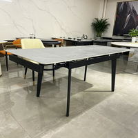 Table à manger extensible en pierre frittée de luxe moderne avec 4 chaises pour appartement, restaurant, villa