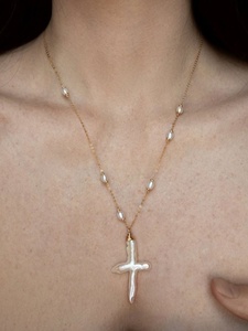 Waterproof Winter Goddess Jewelry <b>Delicate</b> Half Freshwater Pearl Half Gold Chain <b>Necklace</b> Minimalist Personalized Gifts for Her - Product Image 5