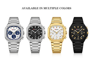 CURREN 8459 <span class=keywords><strong>Orologio</strong></span> da Uomo di Alta Gamma con <span class=keywords><strong>Design</strong></span> Unico, Quadrante <span class=keywords><strong>Vintage</strong></span> Quadrato, Bracciale in Acciaio Inossidabile, Nuovo Modello Casual al Quarzo con Cronografo - Product Image 4