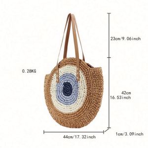 Wholesale Round Single Shoulder Paper Rope Woven <b>Bag</b> Seaside Vacation <b>Large</b> Capacity Women <b>Beach</b> Straw <b>Bag</b> - Product Image 5